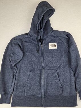 Women's North Face Heritage Patch Full Zip Hoodie Size M Blue